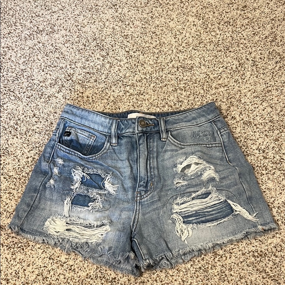 Distressed Blue Denim Shorts